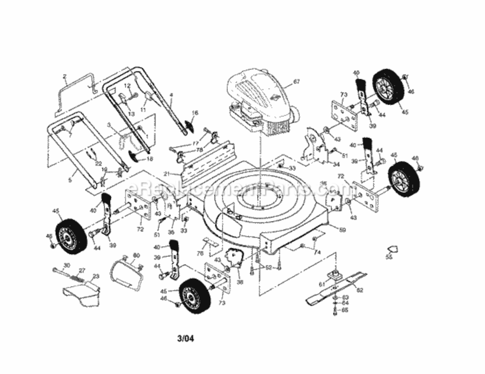 Page A Diagram and Parts List for 917387470  Craftsman Lawn Mower
