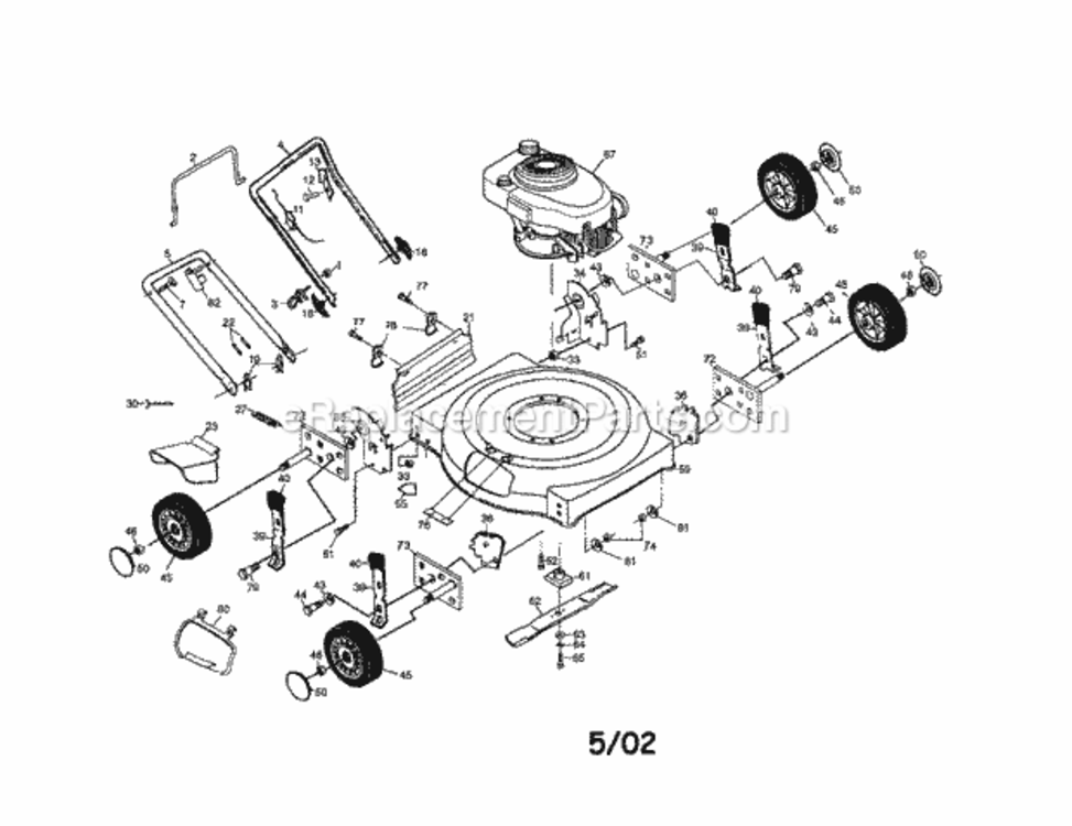 Page A Diagram and Parts List for 917387612  Craftsman Lawn Mower