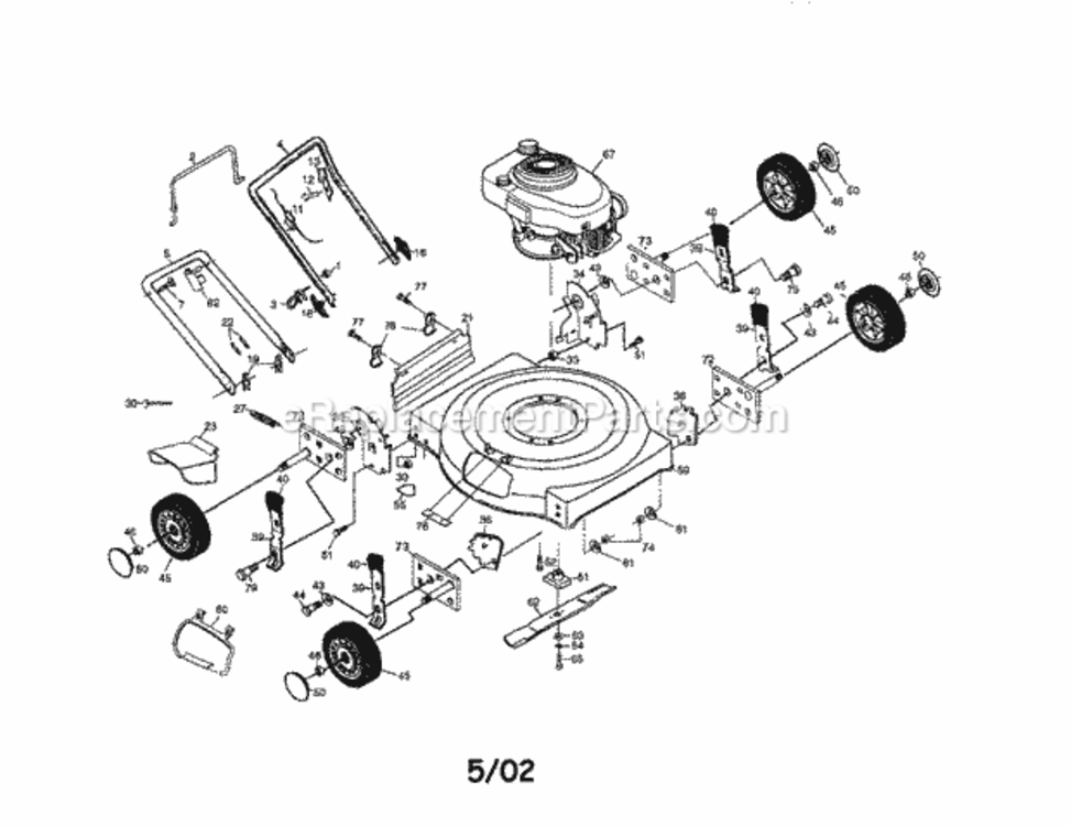 Page A Diagram and Parts List for 917387613  Craftsman Lawn Mower