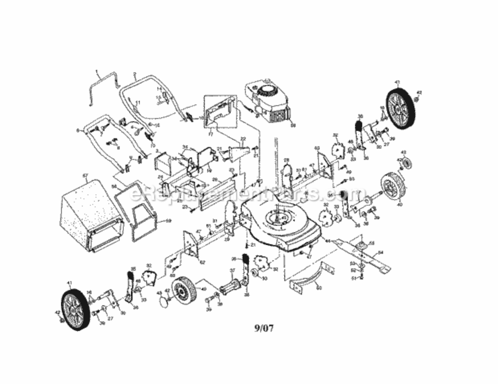 Page A Diagram and Parts List for 917387850  Craftsman Lawn Mower