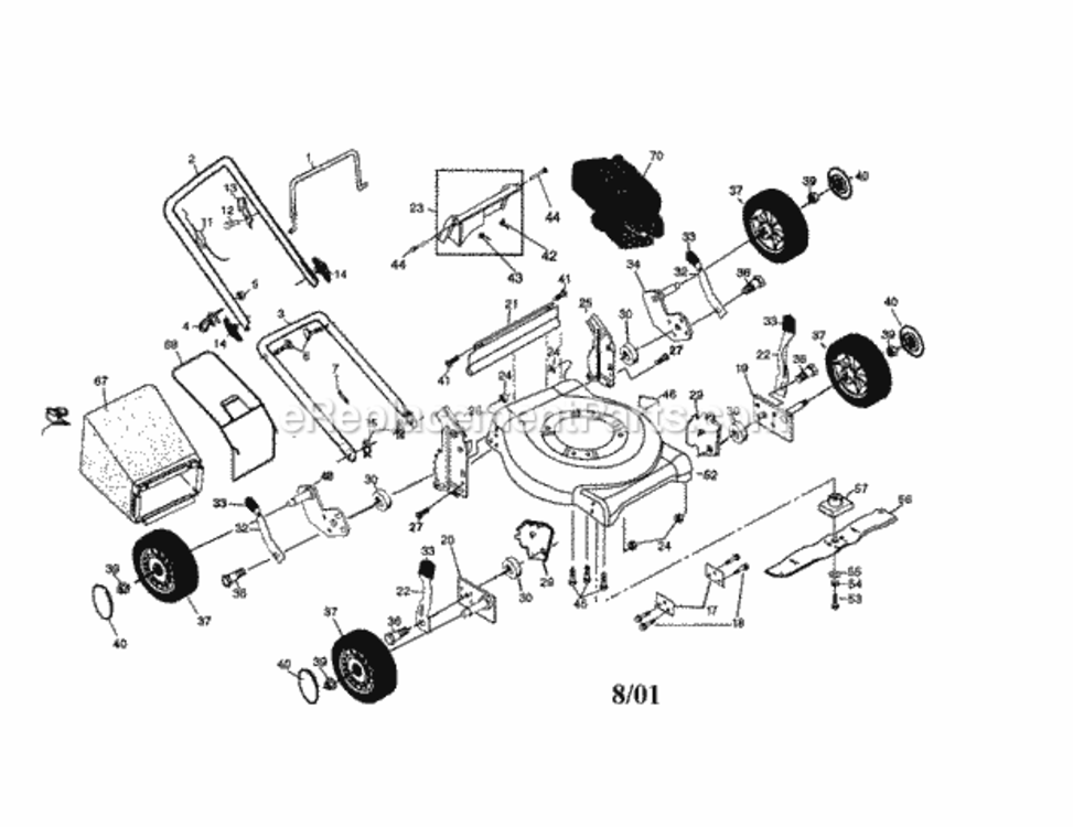 Page A Diagram and Parts List for 917388013  Craftsman Lawn Mower