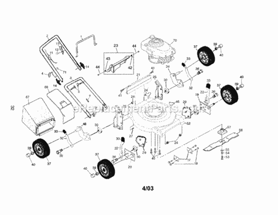 Page A Diagram and Parts List for 917388040  Craftsman Lawn Mower
