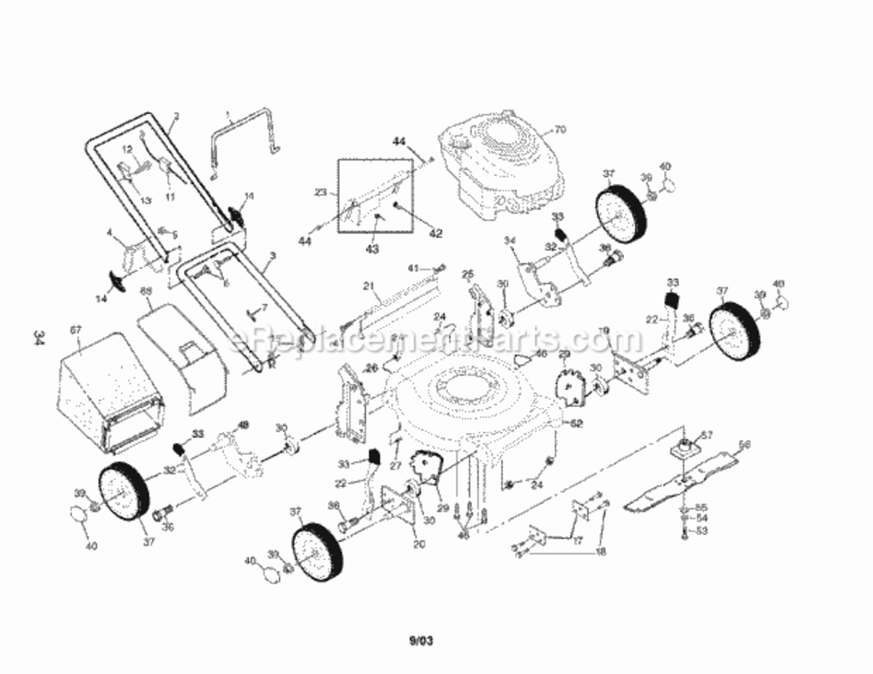 Page A Diagram and Parts List for 917388061  Craftsman Lawn Mower