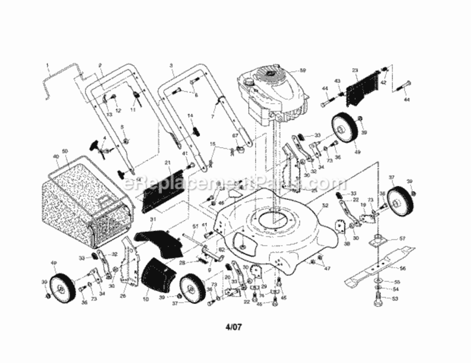 Page A Diagram and Parts List for 917388102  Craftsman Lawn Mower