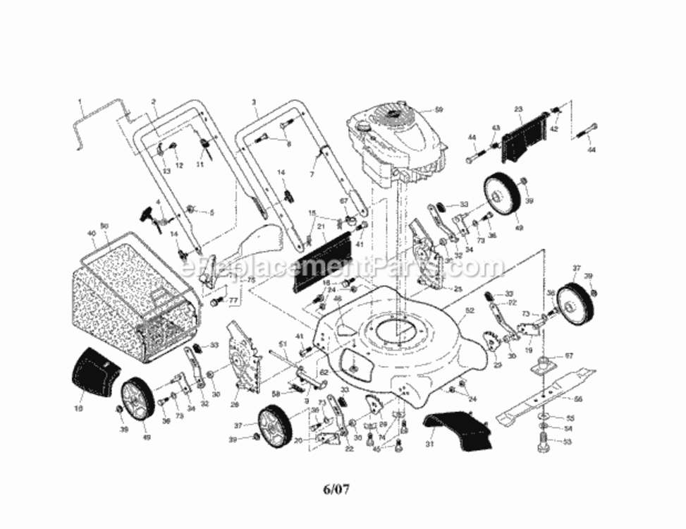 Page A Diagram and Parts List for 917388107  Craftsman Lawn Mower