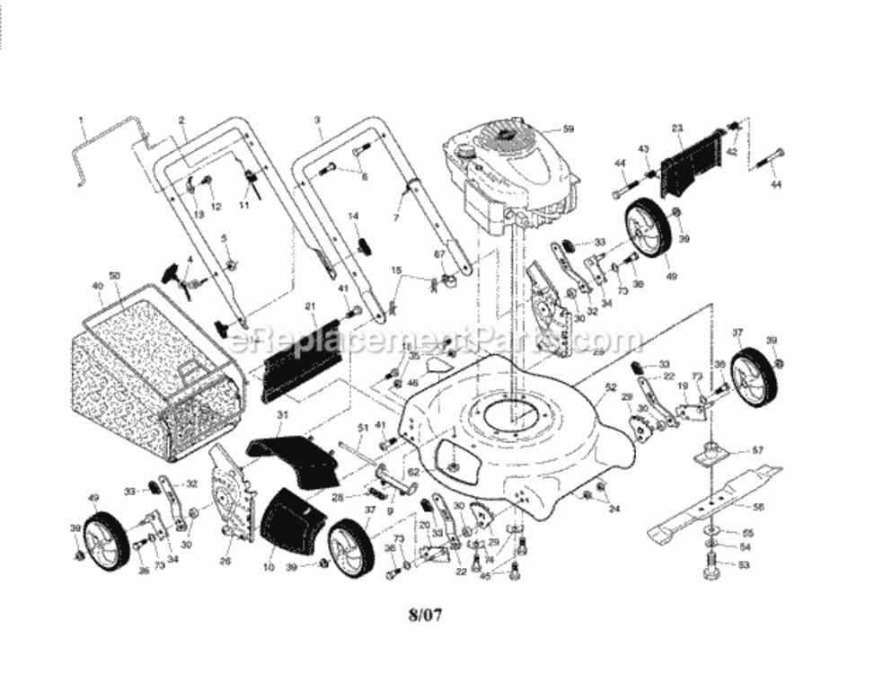 Page A Diagram and Parts List for 917388109  Craftsman Lawn Mower
