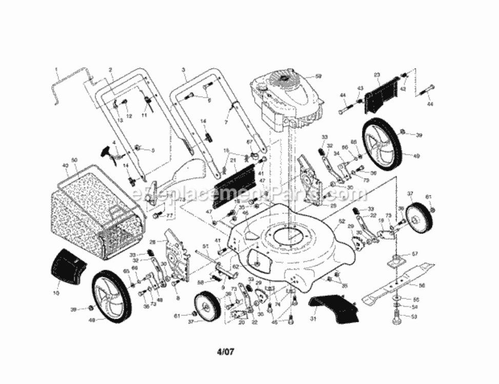 Page A Diagram and Parts List for 917388112  Craftsman Lawn Mower