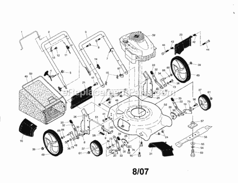 Page A Diagram and Parts List for 917388115  Craftsman Lawn Mower