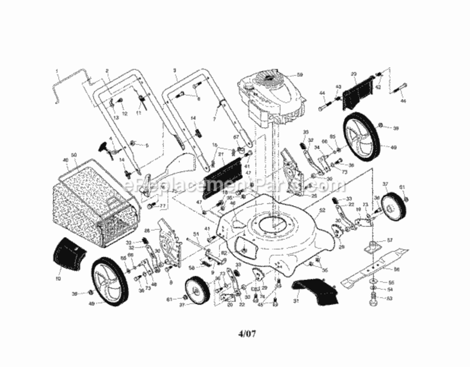 Page A Diagram and Parts List for 917388131  Craftsman Lawn Mower
