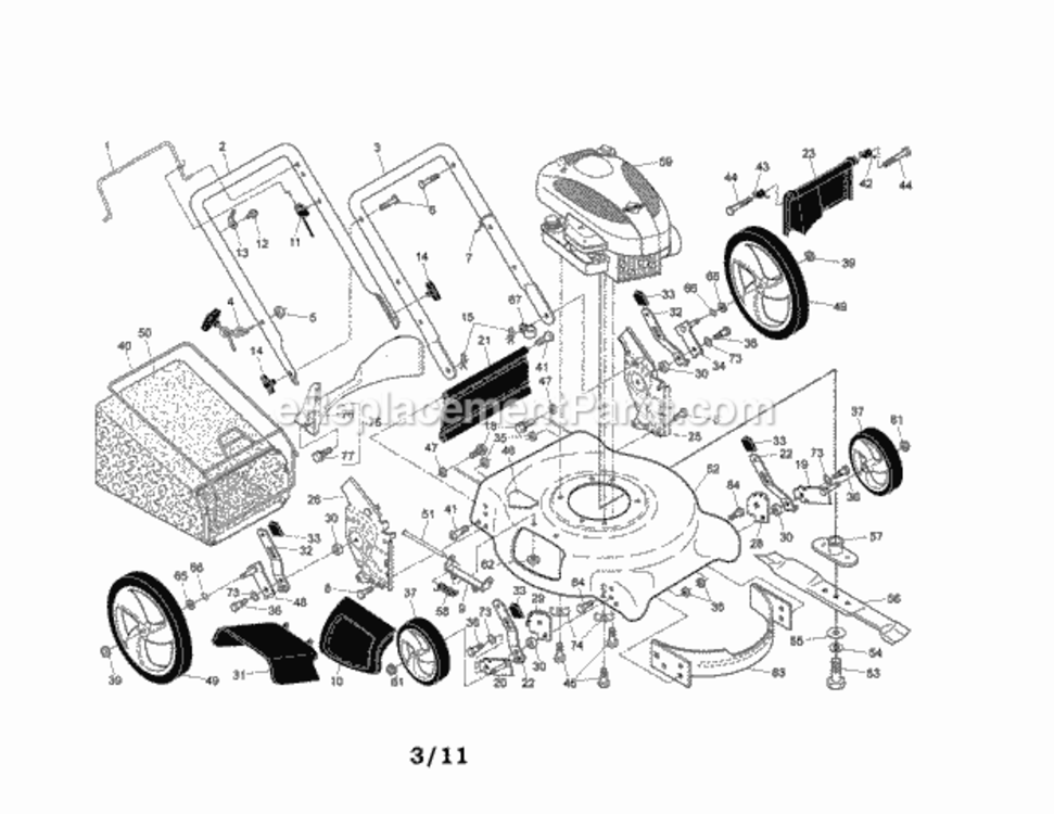 Page A Diagram and Parts List for 917388203  Craftsman Lawn Mower