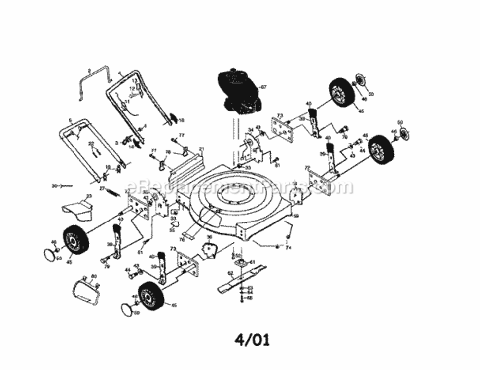 Page A Diagram and Parts List for 917388224  Craftsman Lawn Mower