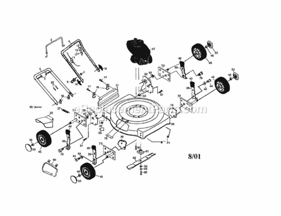 Page A Diagram and Parts List for 917388225  Craftsman Lawn Mower