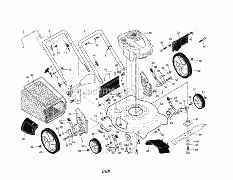 Page A Diagram and Parts List for 917388430  Craftsman Lawn Mower