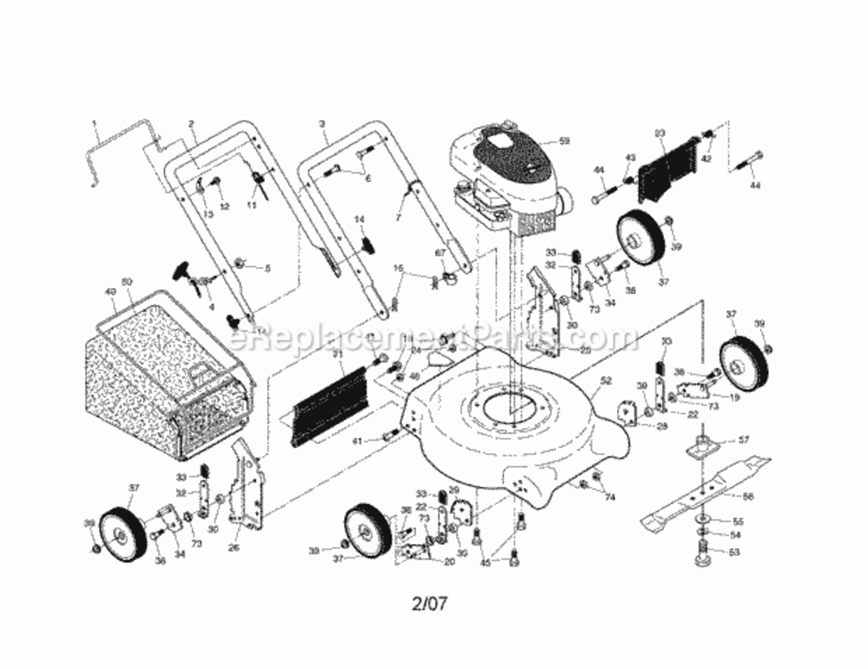 Page A Diagram and Parts List for 917388893  Craftsman Lawn Mower