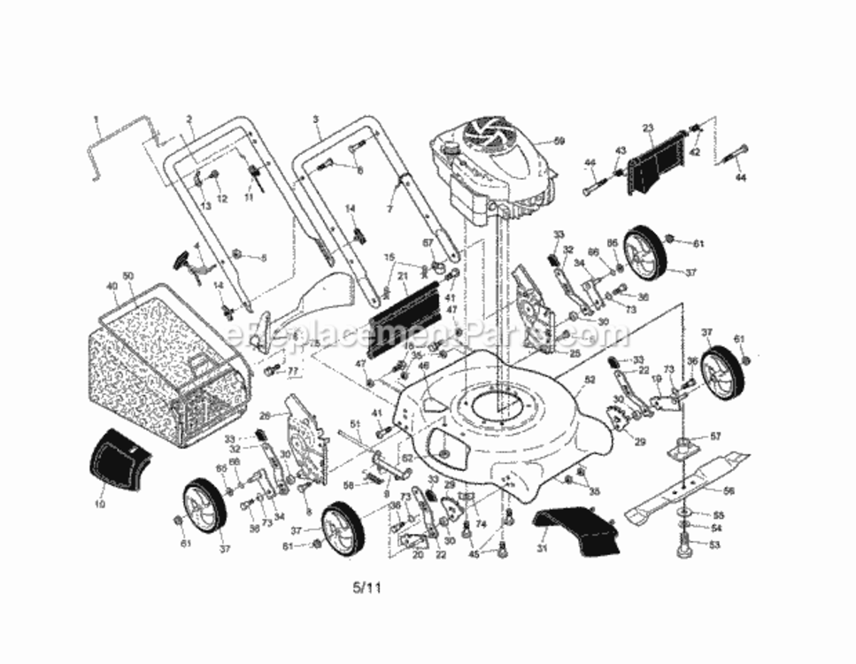 Page A Diagram and Parts List for 917389052  Craftsman Lawn Mower