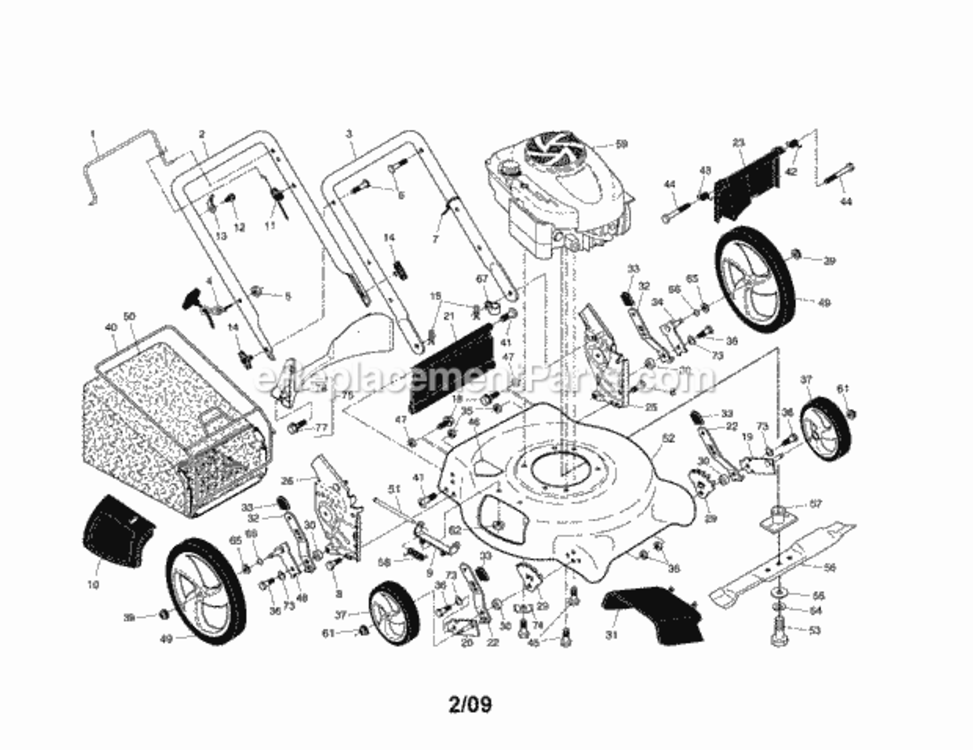 Page A Diagram and Parts List for 917389060  Craftsman Lawn Mower