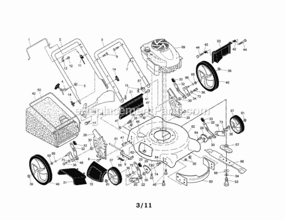 Page A Diagram and Parts List for 917389064  Craftsman Lawn Mower