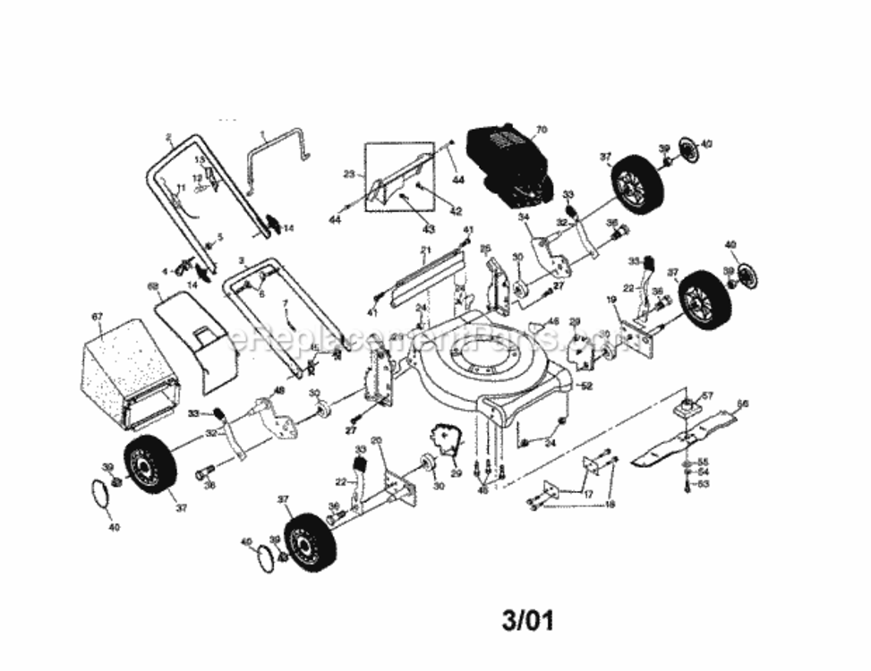 Page A Diagram and Parts List for 917389511  Craftsman Lawn Mower