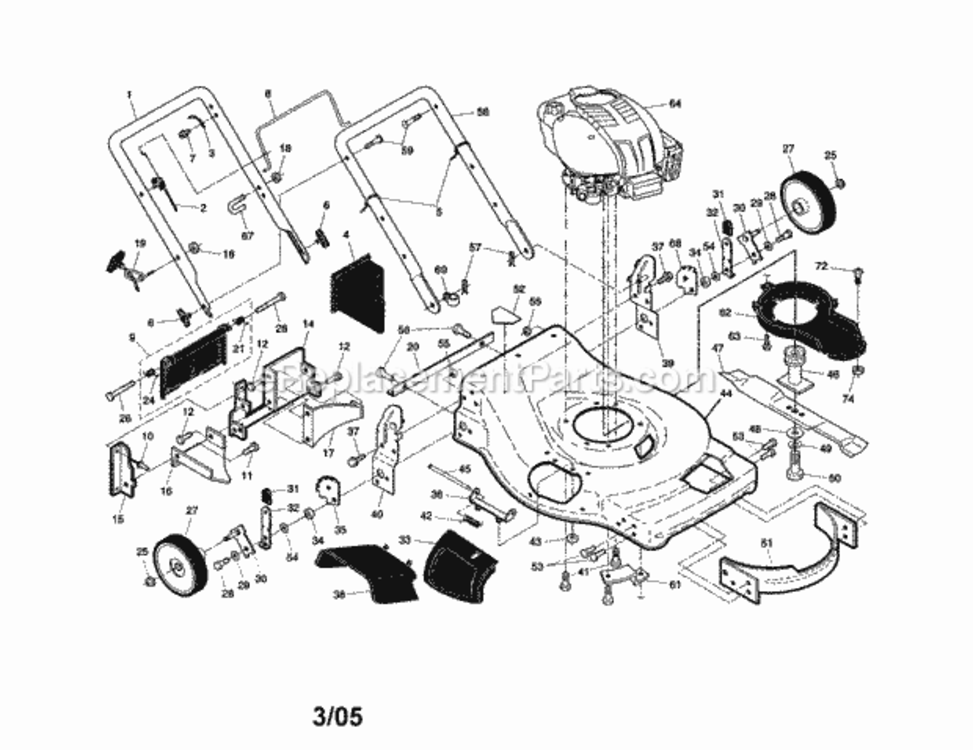 Page A Diagram and Parts List for 917389890  Craftsman Lawn Mower