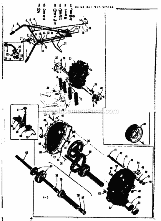 Page B Diagram and Parts List for 917575144  Craftsman Lawn Tractor
