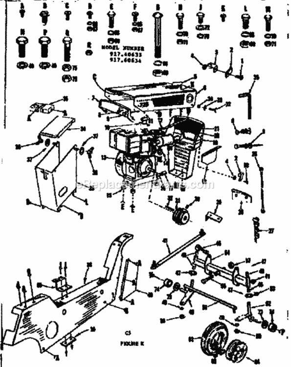 Page C Diagram and Parts List for 91760634  Craftsman Lawn Tractor