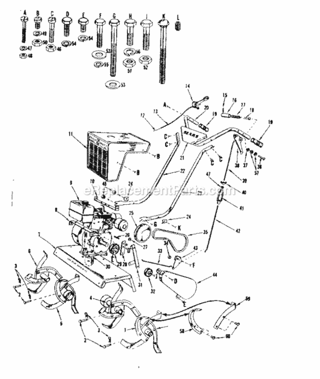 Page A Diagram and Parts List for 91762401  Craftsman Tiller