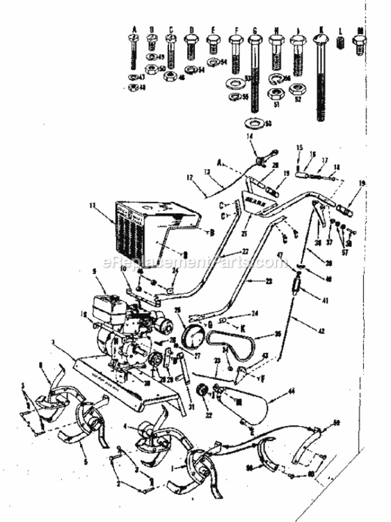 Page A Diagram and Parts List for 91762403  Craftsman Tiller