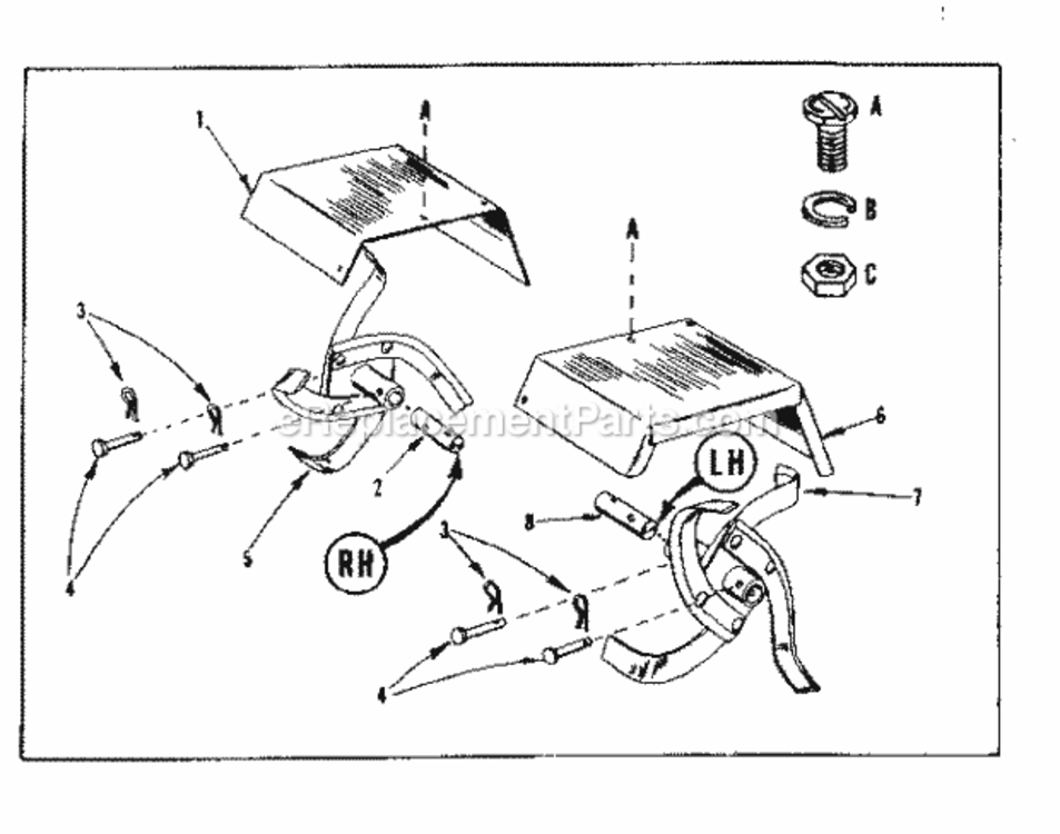 Page C Diagram and Parts List for 91762403  Craftsman Tiller