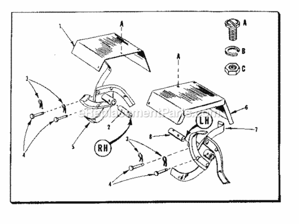 Page C Diagram and Parts List for 91762404  Craftsman Tiller