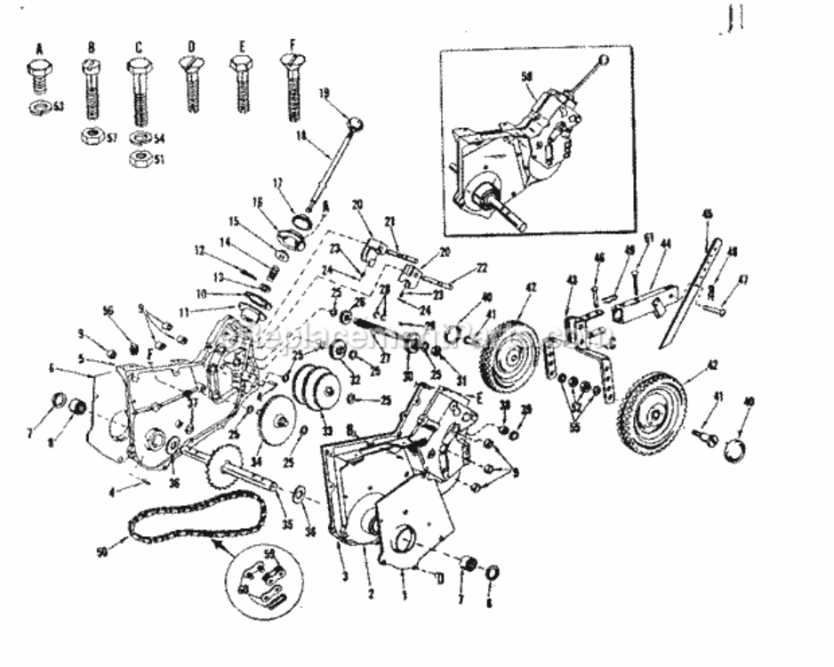 Page B Diagram and Parts List for 91762405  Craftsman Tiller