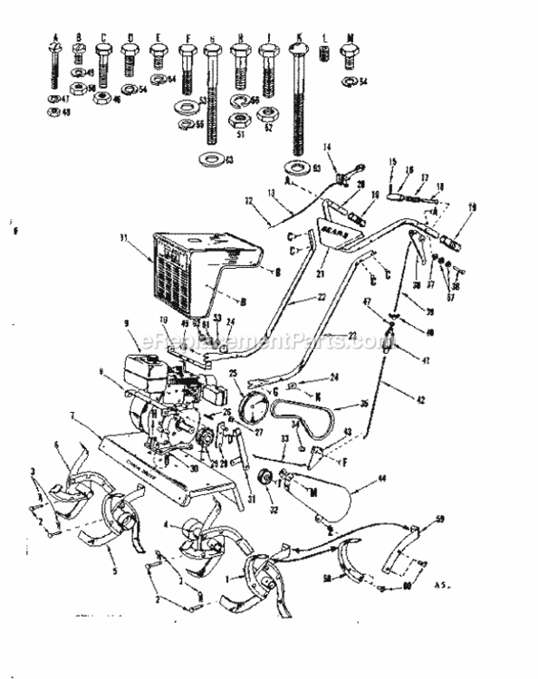 Page A Diagram and Parts List for 91762407  Craftsman Tiller