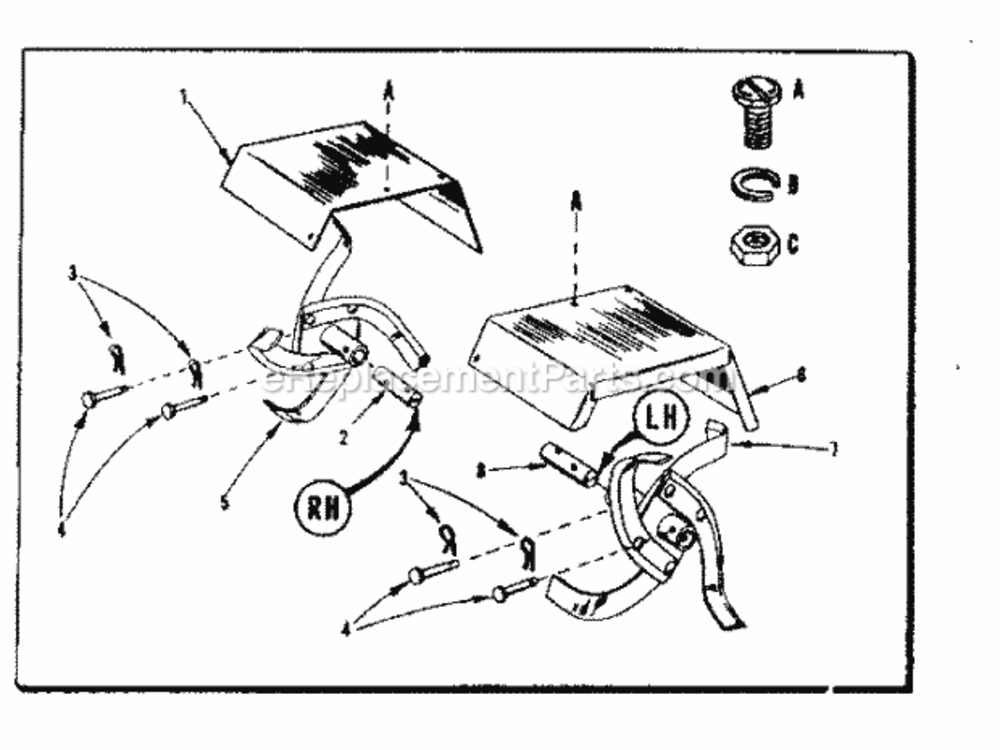 Page C Diagram and Parts List for 91762407  Craftsman Tiller
