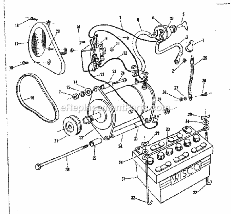 Page C Diagram and Parts List for 9178362  Craftsman Lawn Mower