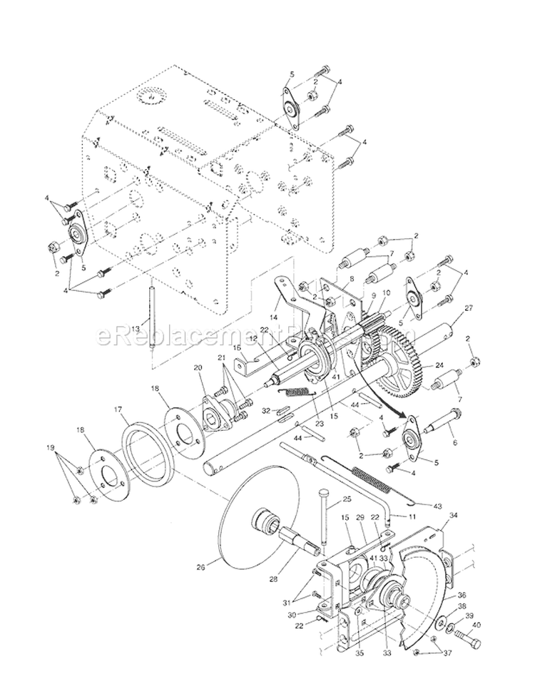 Drive Diagram and Parts List for 917881051  Craftsman Snow Blower