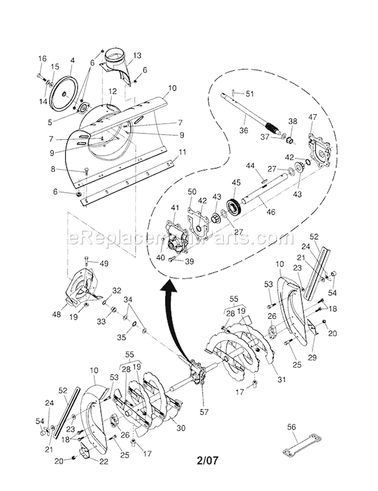 Auger Housing/Impeller As... Diagram and Parts List for 917881052  Craftsman Snow Blower