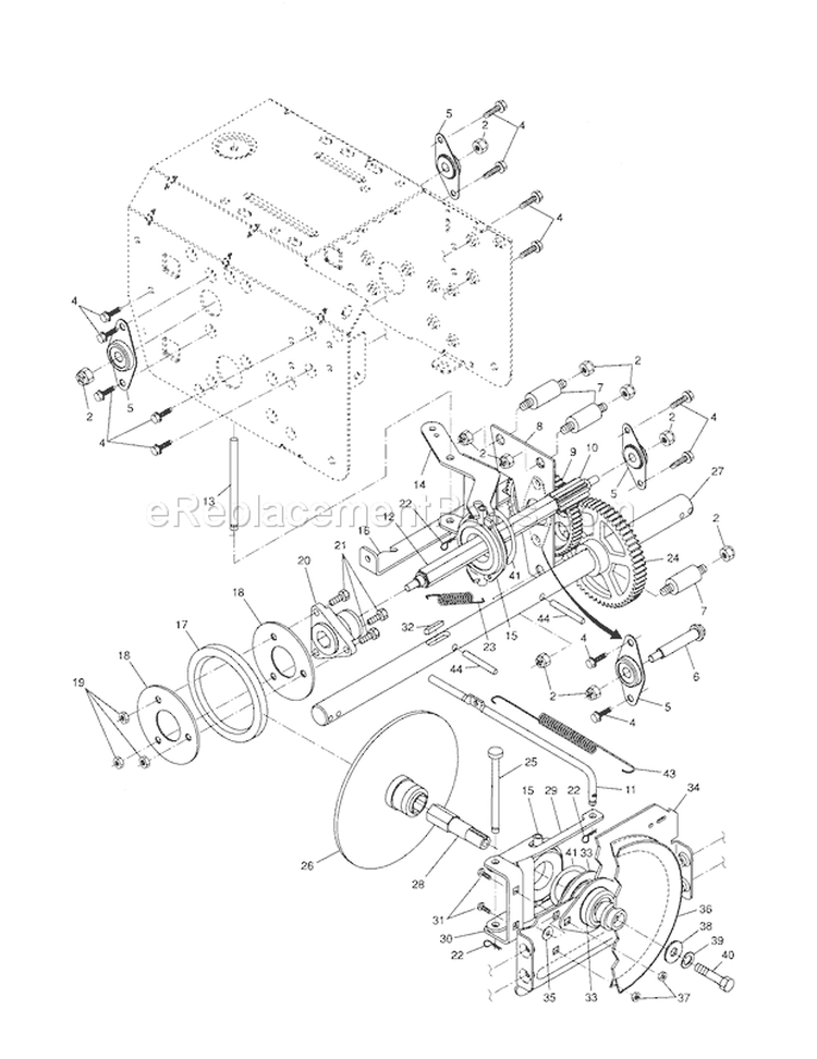 Drive Diagram and Parts List for 917881052  Craftsman Snow Blower