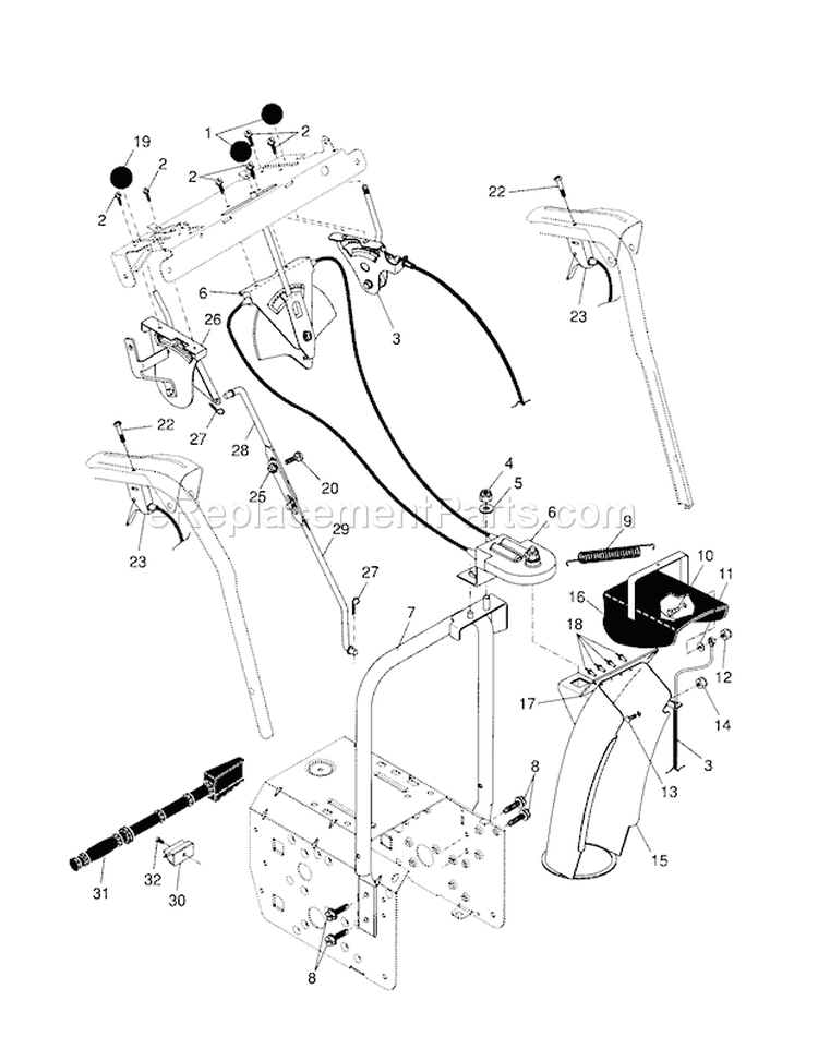 Control Panel/Discharge C... Diagram and Parts List for 917881060  Craftsman Snow Blower