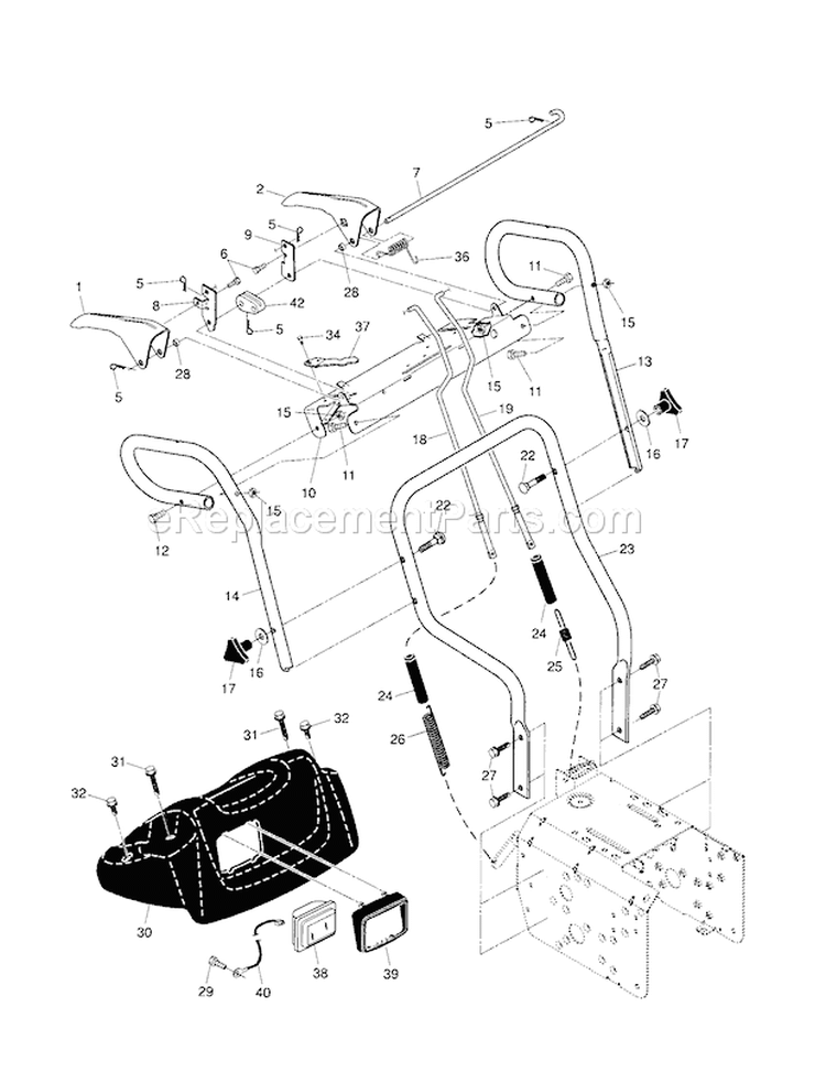 Handles Diagram and Parts List for 917881061  Craftsman Snow Blower