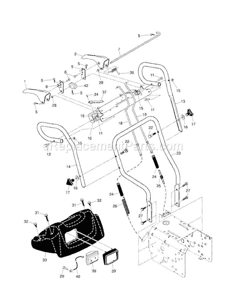 Handles Diagram and Parts List for 917881062  Craftsman Snow Blower
