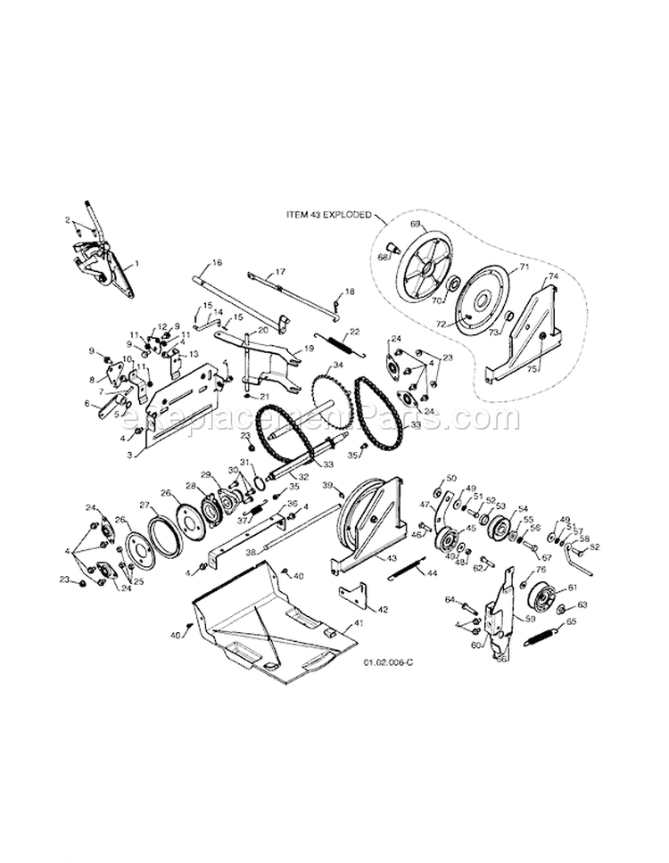 Drive Diagram and Parts List for 917881063  Craftsman Snow Blower