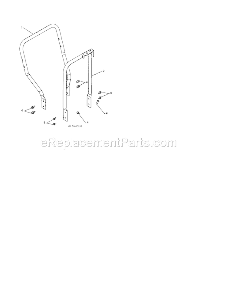 Lower Handle Diagram and Parts List for 917881064  Craftsman Snow Blower