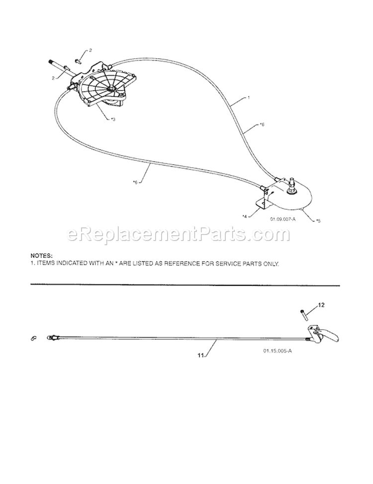 Lever / Cable Rotator / Steer Diagram and Parts List for 917881064  Craftsman Snow Blower