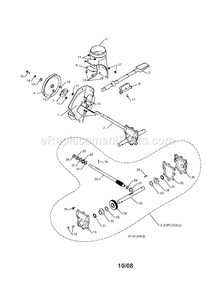 Impeller / Gear Box Diagram and Parts List for 917881065  Craftsman Snow Blower