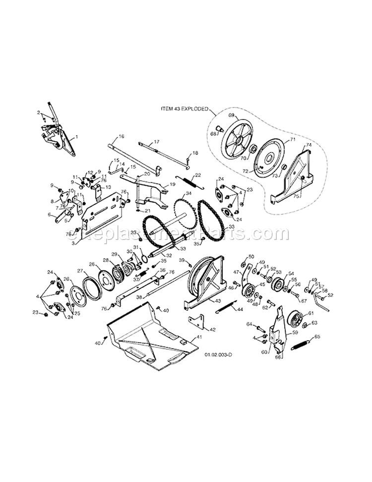 Drive Diagram and Parts List for 917881065  Craftsman Snow Blower
