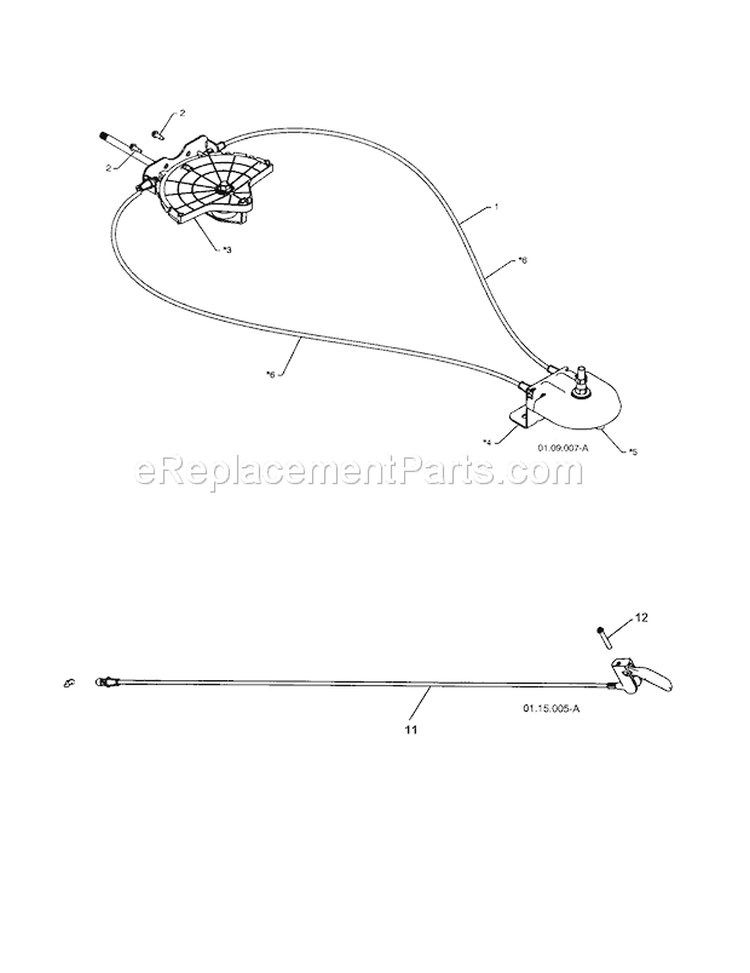 Lever / Cable Rotator / Steer Diagram and Parts List for 917881065  Craftsman Snow Blower