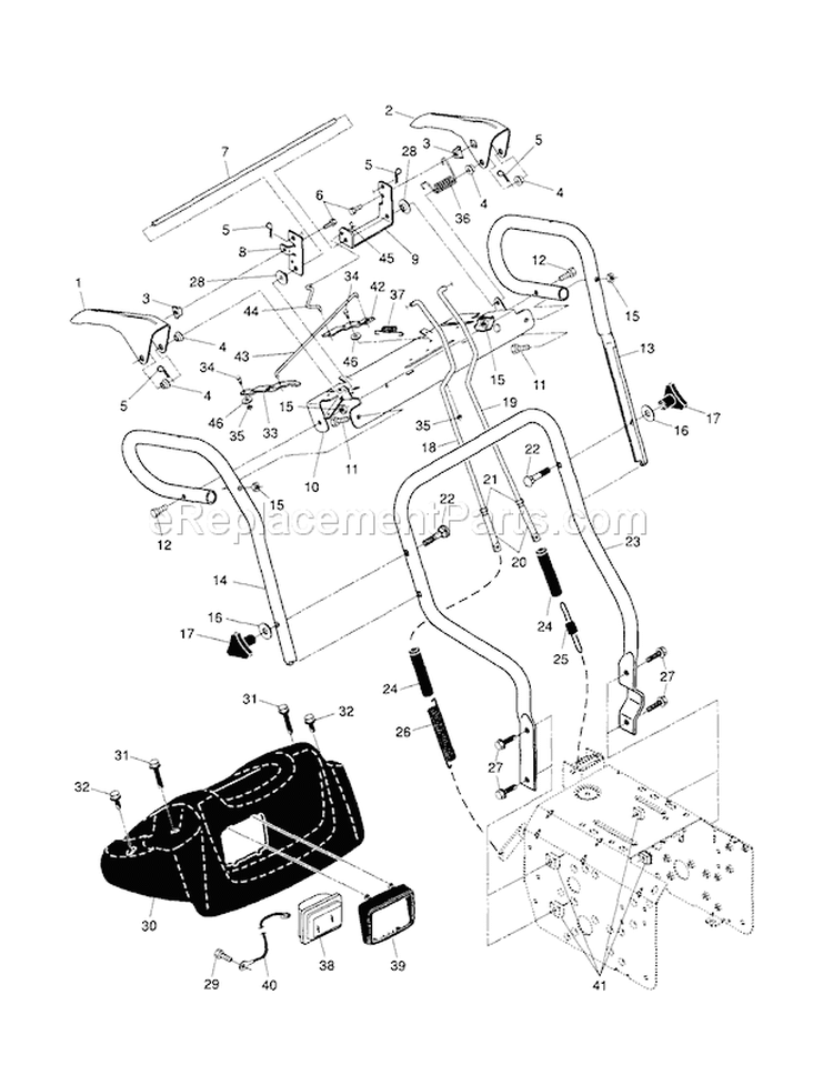 Handles Diagram and Parts List for 917881150  Craftsman Snow Blower