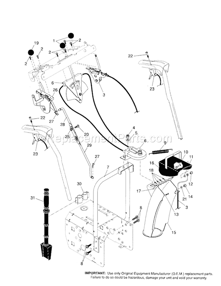 Control Panel/Discharge C... Diagram and Parts List for 917881151  Craftsman Snow Blower