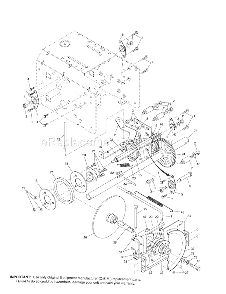 Drive Diagram and Parts List for 917881151  Craftsman Snow Blower