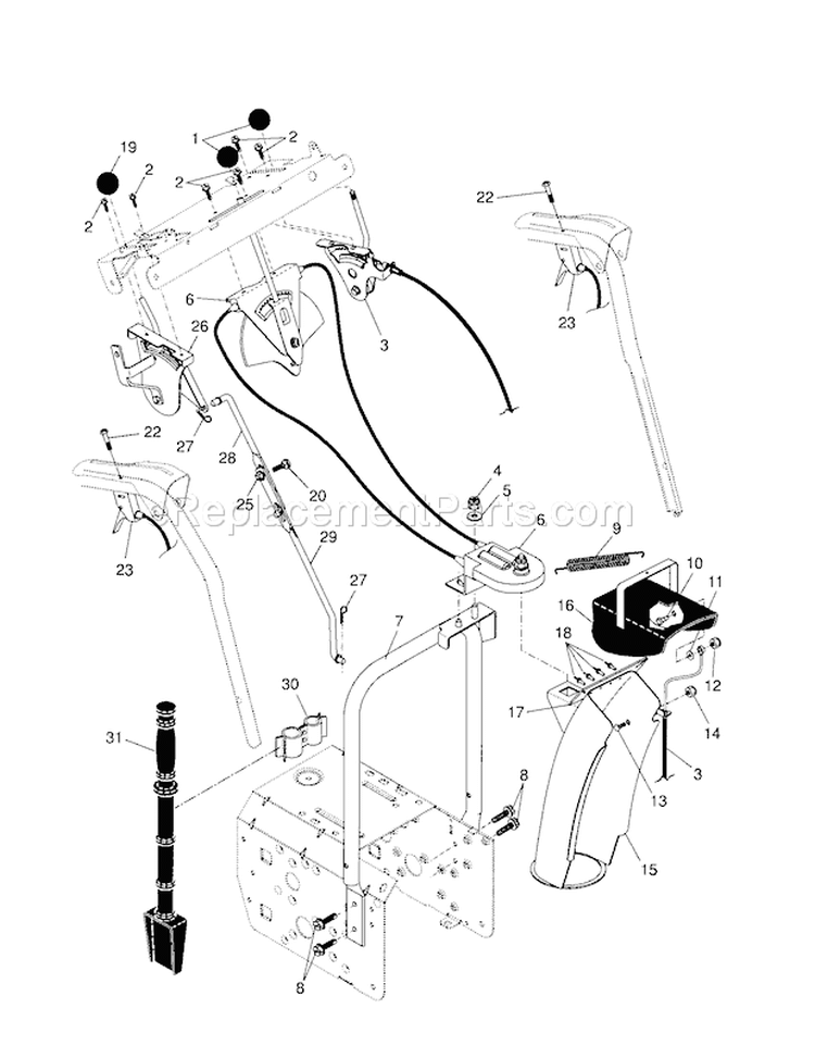 Control Panel/Discharge C... Diagram and Parts List for 917881152  Craftsman Snow Blower