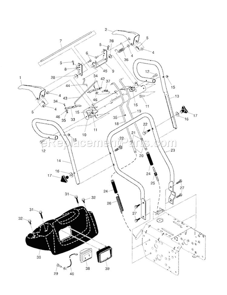 Handles Diagram and Parts List for 917881152  Craftsman Snow Blower